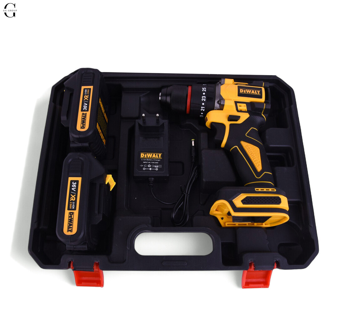Шуруповерт DeWALT 36V Бесщеточный + 2 АКБ 2Ah + Металлический патрон + Набор инструментов